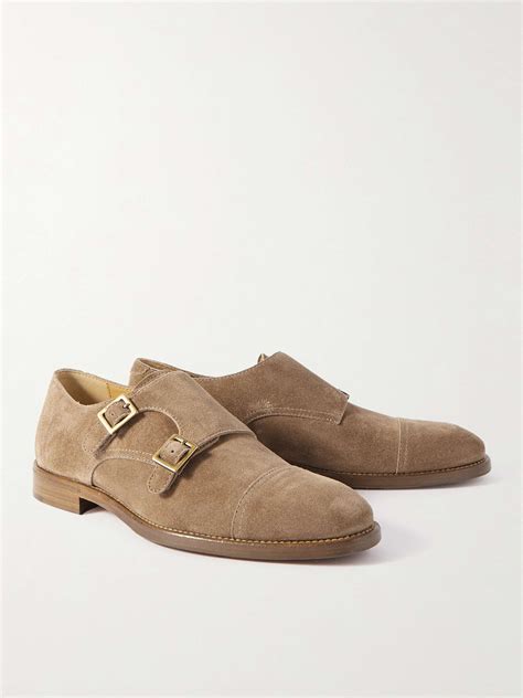 Prada Suede Monk Strap Shoes .